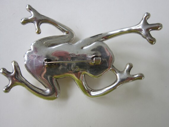 HUGE Vintage Sterling Silver Frog Brooch 4 1/2 In… - image 4