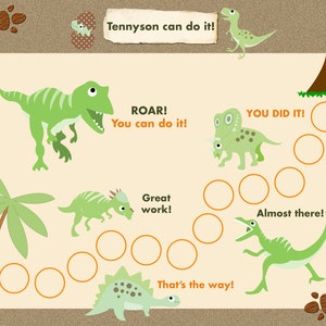 Druckbare Belohnungskarte für Kinder personalisiert - Dinosaurier Abenteuer! Jpeg oder PDF