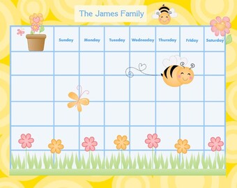 Printable Personalized Family Chore Chart/ Calendar / To Do list - Busy Bees