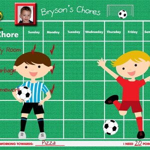 Personalized Children's Chore Chart - PHOTO of Your Child - Soccer ...