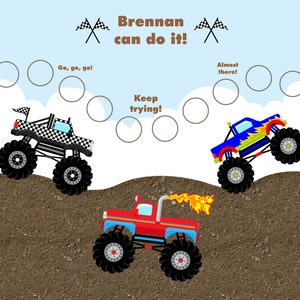 Printable Personalized Children's Adventure/Reward Chart - Monster Trucks  Jpeg or PDF