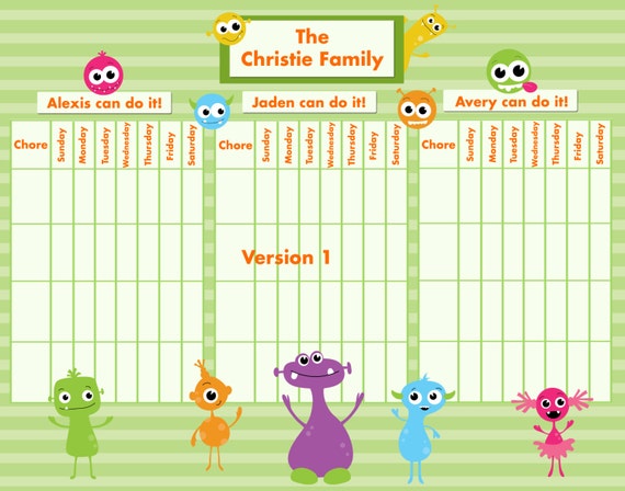 Multiple Child Chore Chart