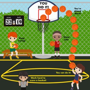 DRUCKBARE personalisierte Anreiz/Belohnung Verhalten Diagramm - Basketball Boys - drei Versionen!
