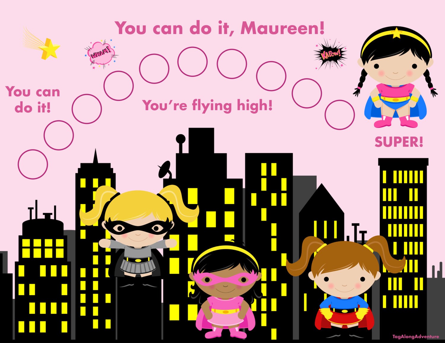 Custom Children's Incentive Chart Girl Super Hero in - Etsy