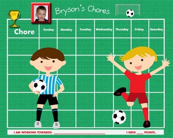 Personalized Children's Chore Chart - PHOTO of your Child - Soccer - Printable Jpeg or PDF