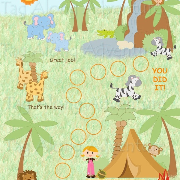 Reward Chart Jungle Etsy