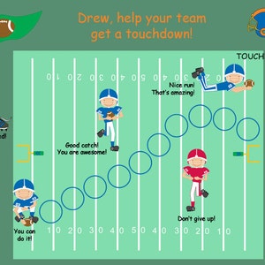 PRINTABLE PERSONALIZED Child Behavior Incentive Chart Football image 1