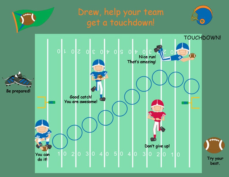 PRINTABLE PERSONALIZED Child Behavior Incentive Chart Football image 1