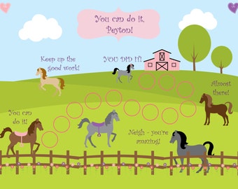 PRINTABLE Personalized Kids Incentive/Reward Chart -  Horses- 2 VERSIONS!  Printable Jpeg or PDF