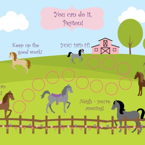 PRINTABLE Personalized Kids Incentive/reward Chart Horses 2 - Etsy