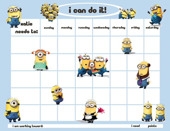 Tableau de récompense/corvée personnalisé de l'enfant Minion hommes -   France