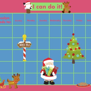 DRUCKBARE personalisierte Kinder-Motivationskarte / Belohnungskarte - Santa I Can Do it! Druckbare Jpeg- oder PDF-Datei