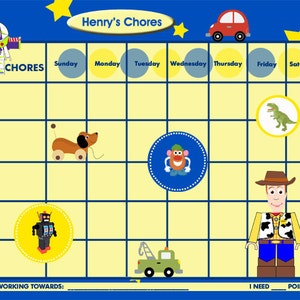 Custom Chore Chart for Children - It's a Toy's Story - YOU Choose 1 of ...