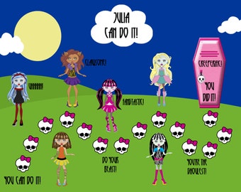 PRINTABLE Personalized Incentive Chart Monster High School Girls Adventure - Printable JPEG or PDF