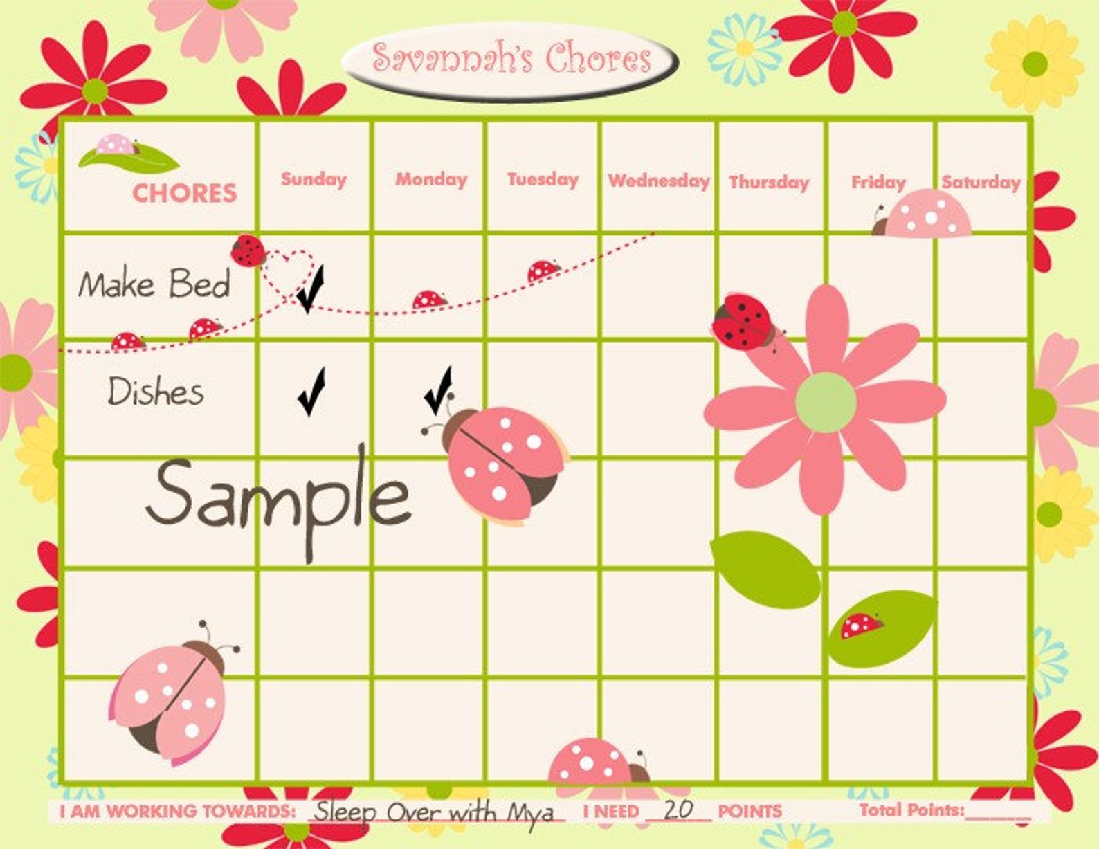 PRINTABLE Personalized Chore Chart / Reward Chart for Children ...