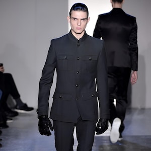 Jeeva Fashions New Stylish Partywear Formal Black Bandhgala Jodhpuri Coat Pant Suit For Men.