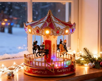 Led-verlichte kerstcarrouselmuziekdoos, vakantiedecoratie