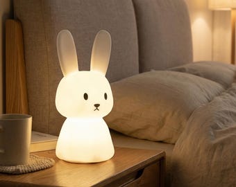 Luz nocturna LED de conejo de silicona, decoración para dormitorio infantil, regalo