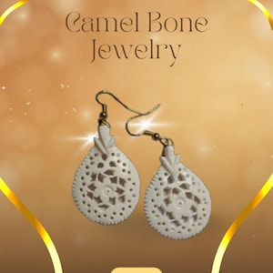 Handmade Real Camel Bone Earrings – Boho Vintage Jewelry | Ethnic Bone Drop Earrings | Gift for Her | Earrings | Bone Art Jewelry | Unique