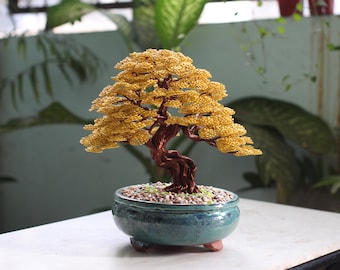 Handmade Golden Wire Bonsai Tree, Desk Decor, Feng Shui Prosperity Symbol -  Etsy New Zealand