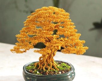Handmade Yellow Wire Bonsai Tree  Zen Desk Decor Sculpture, Unique  Sculpture - Etsy Australia