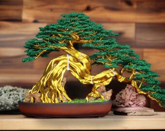 Drachendraht Bonsai-Baum, goldene Geld-Skulptur, Feng Shui Zen-Statement  Stck - Etsy.de