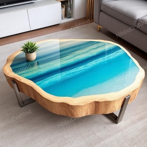 Handmade Live Edge Epoxy River Coffee Table: Unique Wood & Resin Centerpiece