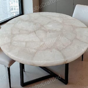 Handmade White Quartz Round Coffee Table: Luxury Home Decor