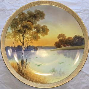 Vintage Nippon Hand-Painted pedestal plate
