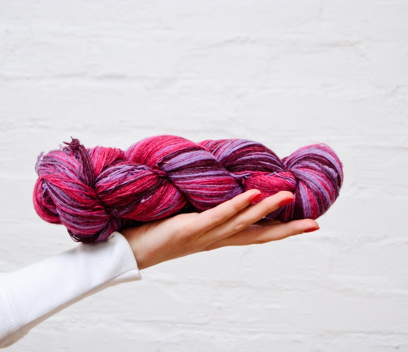 1 ply Lace Weight Kauni Wool Yarn Hot pink Candy Pink Lavender Deep Purple