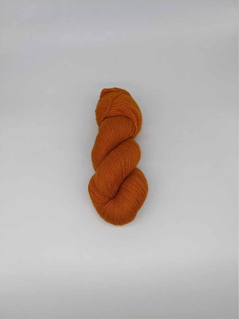 KAUNI Wool Yarn, Worsted Weight 8/2 2ply, 100% wool, pumpkin color image 2