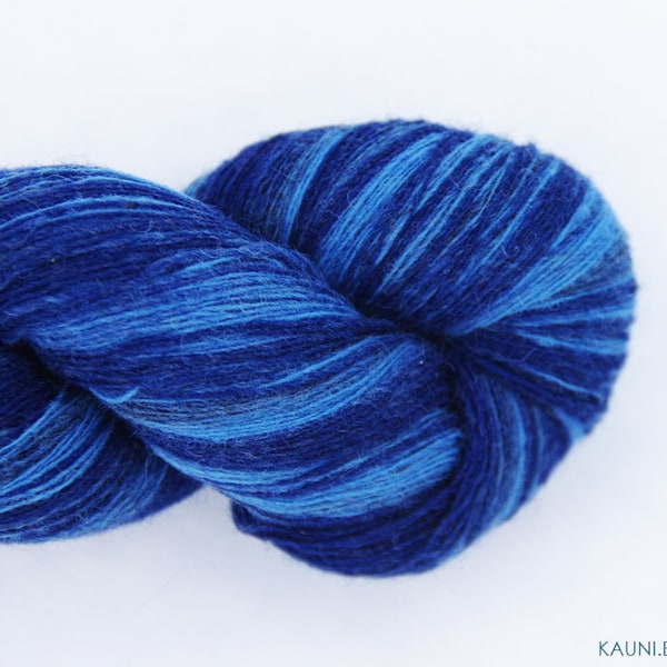 1 ply Kauni Wool Yarn Effektgarn, Self-Striping Yarn, Dark Blue Light Blue