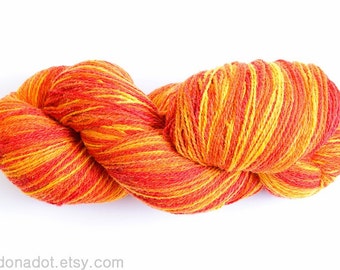 KAUNI Wool Yarn Color, Self-Striping Yarn, Flame, Red Orange Yellow