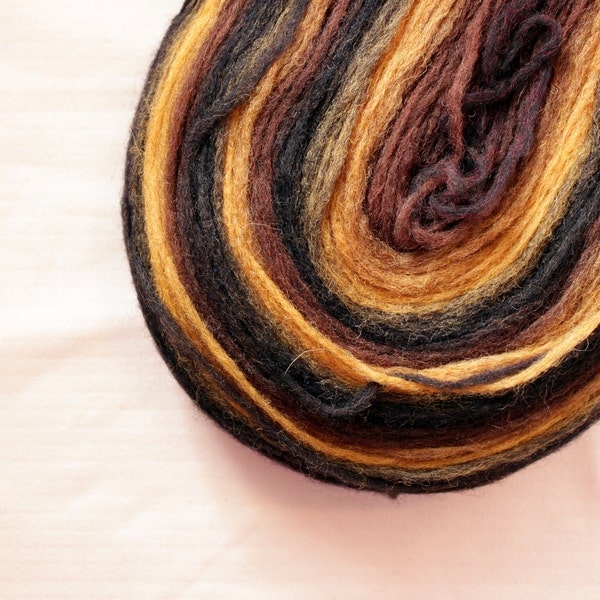 Thin Wool Pencil Roving, Spinning or Felting Fiber, Black, Brown and Mustard Yellow