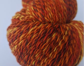 KAUNI Wool Yarn, 2ply, Fingering, Self-Striping Orange, Yellow