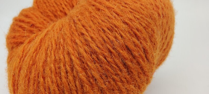 KAUNI Wool Yarn, Worsted Weight 8/2 2ply, 100% wool, pumpkin color image 3