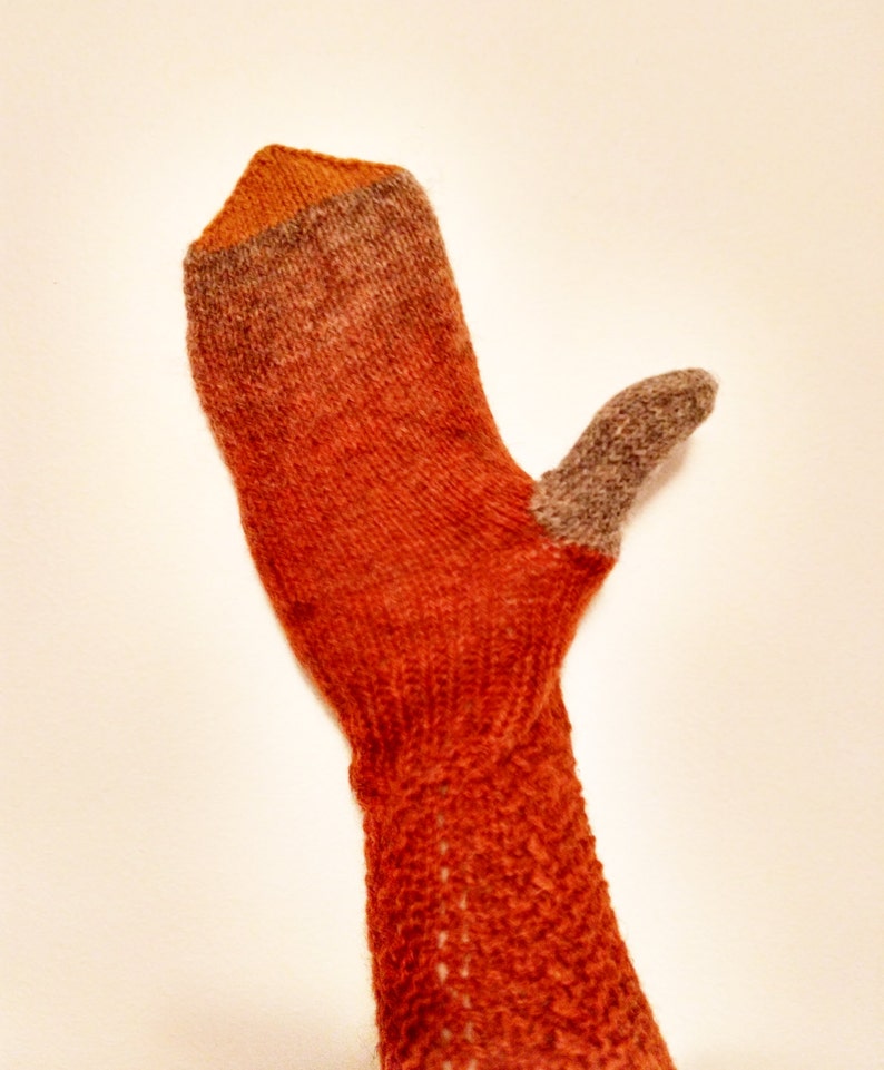 Warm mittens for woman,Welcome Autumn,made from Kauni Yarn. Hand knitted gloves image 2