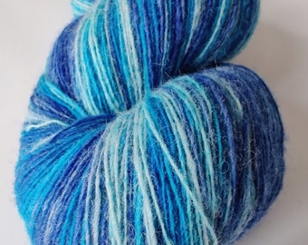 1 ply Kauni Wool Yarn, Self-Striping Yarn,  Ligth Blue, Dark Blue