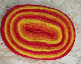 KAUNI Thin Wool Pencil Roving, Spinning or Felting Fiber, Red Orange Yellow