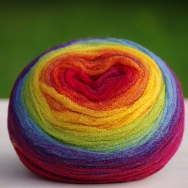 120 g, Kauni Chunky Lápiz de lana itinerante / Pre-Yarn, para hilado, fieltro o tejido, arco iris