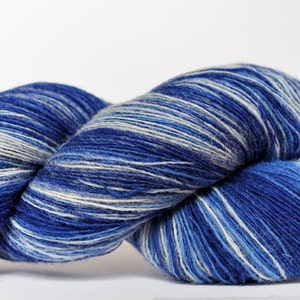 1 ply Kauni Wool Yarn 8/1, Self-Striping, sky blue, light blue and white image 2