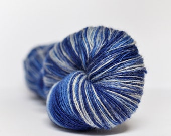 1 ply Kauni Wool Yarn 8/1, Self-Striping, sky blue, light blue and white