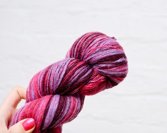 1 ply Lace Weight Kauni Wool Yarn, Hot pink, Candy Pink Lavender Deep Purple