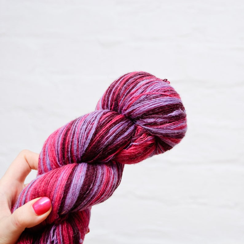 1 ply Lace Weight Kauni Wool Yarn Hot pink Candy Pink Lavender Deep Purple