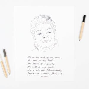 Maya Angelou art print, 8x10 image 1