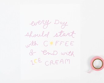 coffee & ice cream art print, 8x10