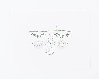 freckle face lady art print, 5x7