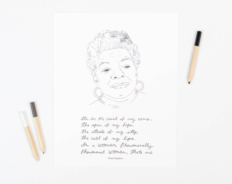 Maya Angelou art print, 8x10 image 1