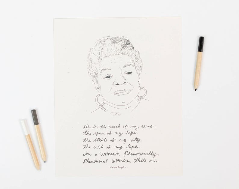 Maya Angelou art print, 8x10 image 2