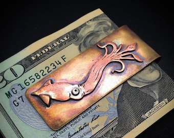 Giant squid money clip, hand made men's gift